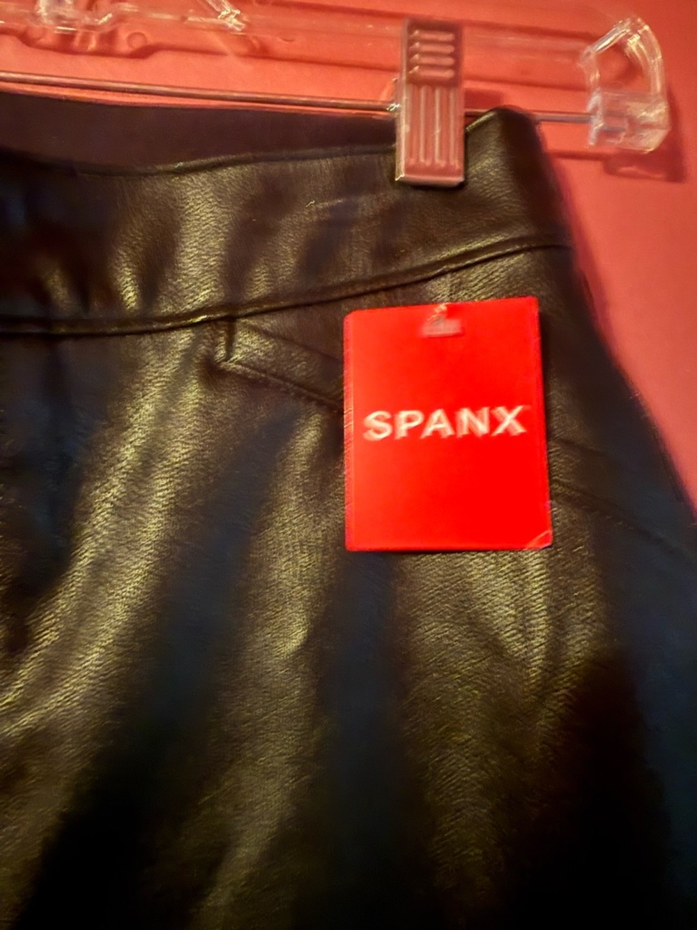 SPANX Black Faux Leather flare pants NWT - Picture 4 of 6
